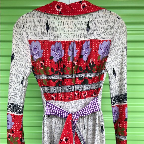 Vintage 70's Nancy B of California Multi Print Maxi *Authentic Halloween Costume - Picture 6 of 12